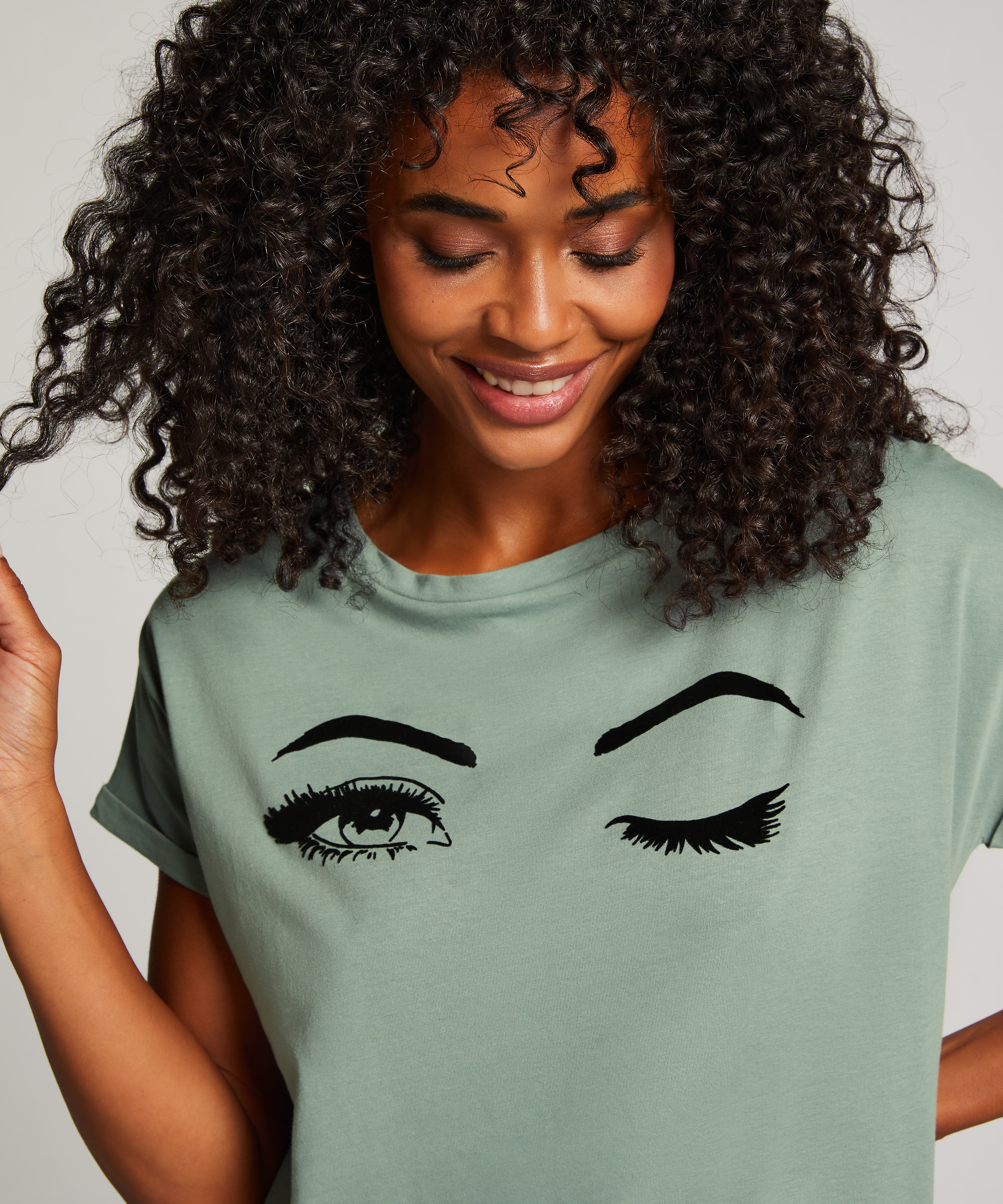 Camisón de escote redondo, Azul, main