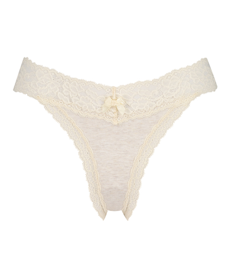 Tanga extrabajo de algodón, Beige