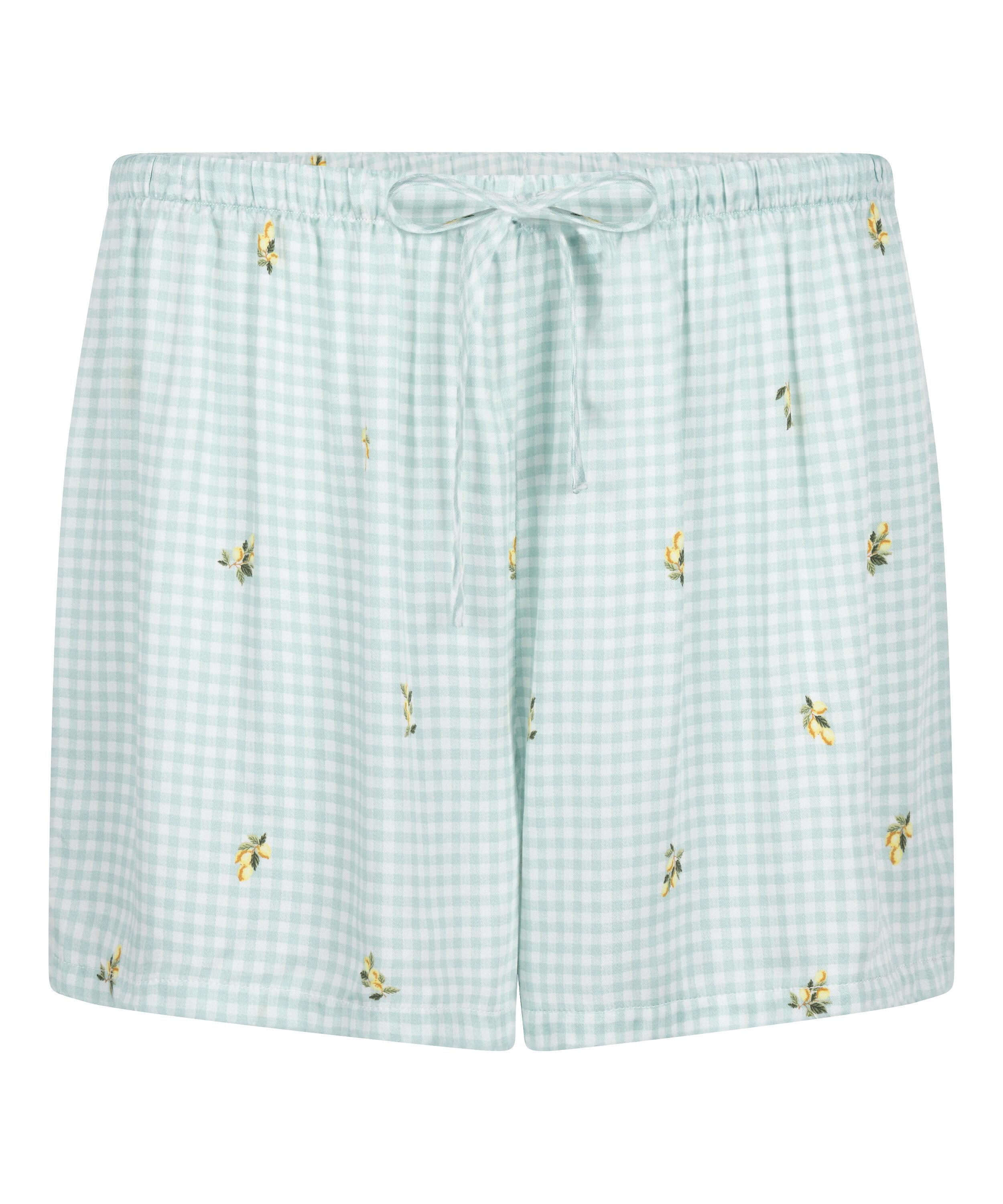 Shorts de viscosa con estampado de cuadros, Verde