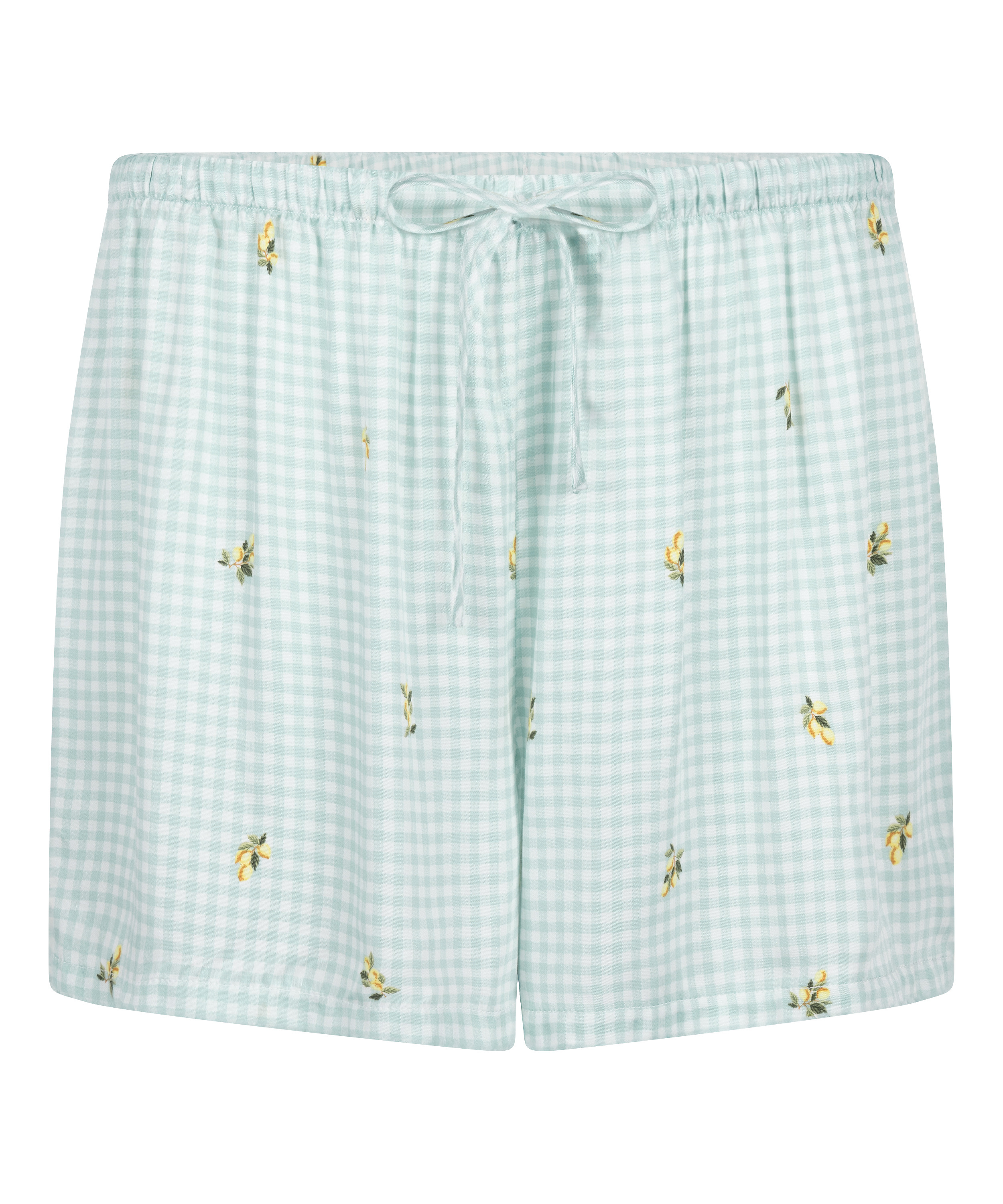 Shorts de viscosa con estampado de cuadros, Verde, main