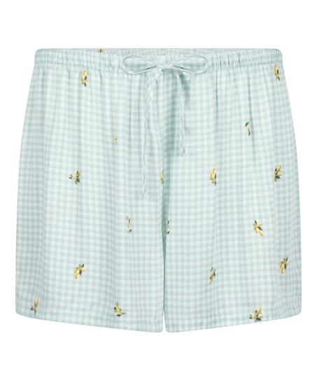 Shorts de viscosa con estampado de cuadros, Verde