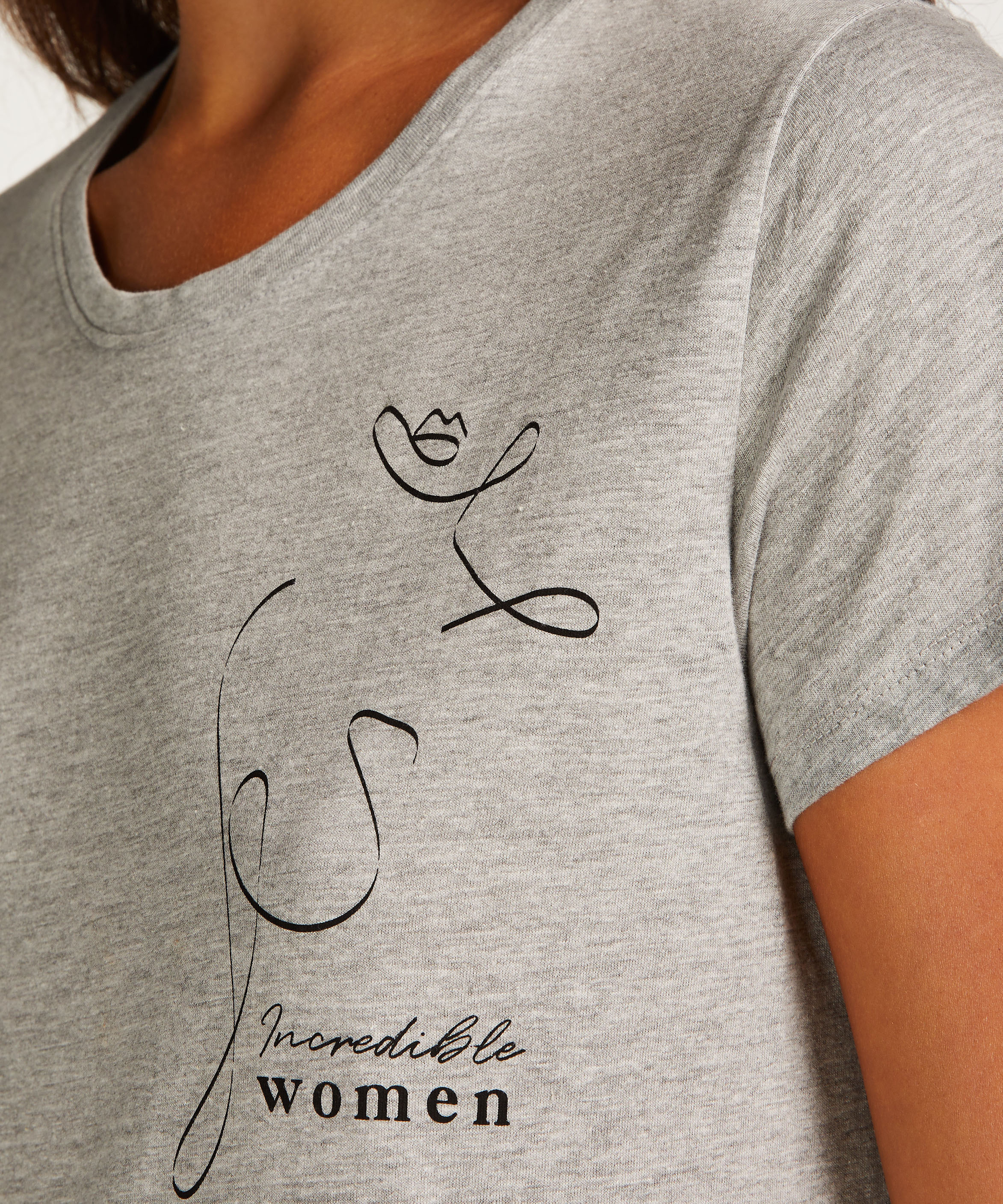 Camisón de escote redondo, Gris, main