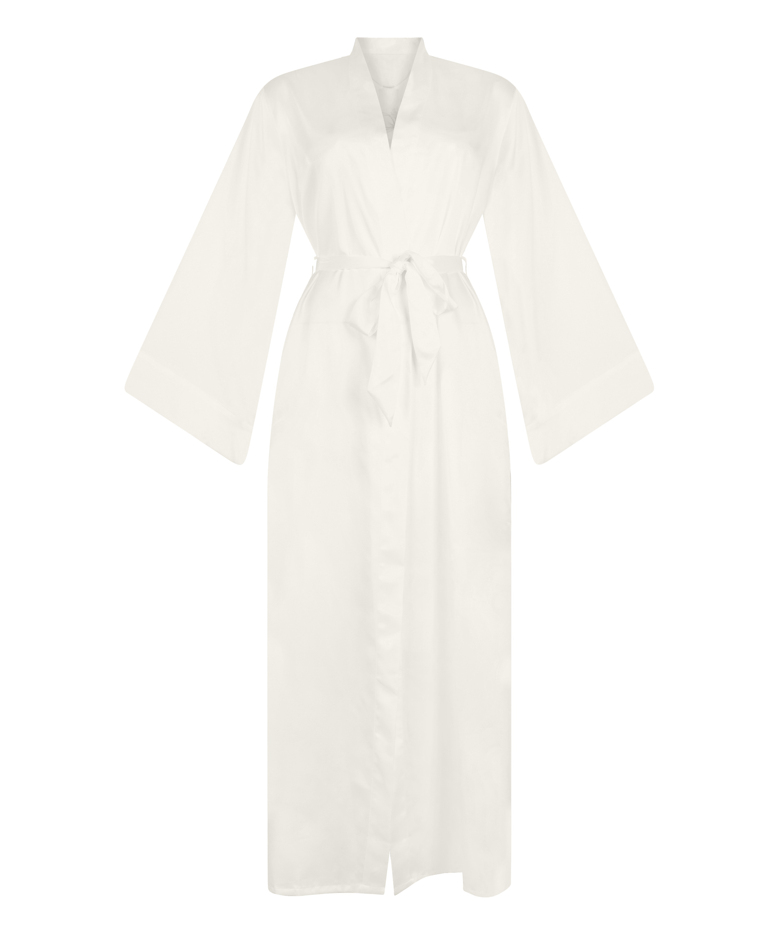 Kimono largo satinado floral, Blanco, main