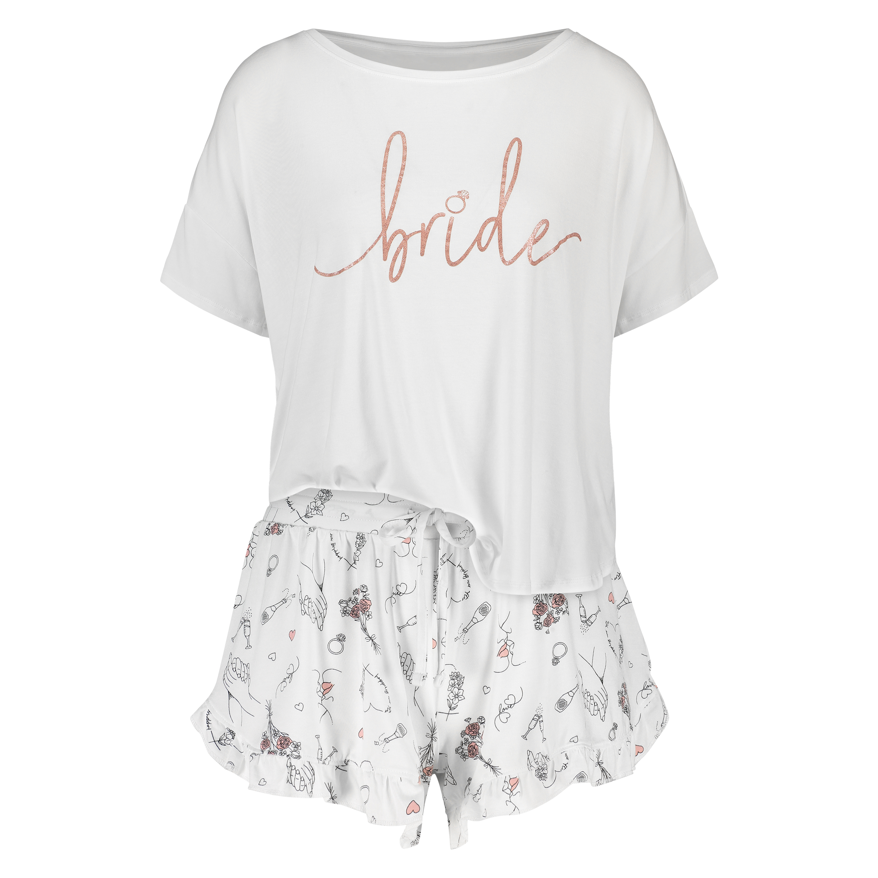 Conjunto de pijama corto Bridal, Blanco, main