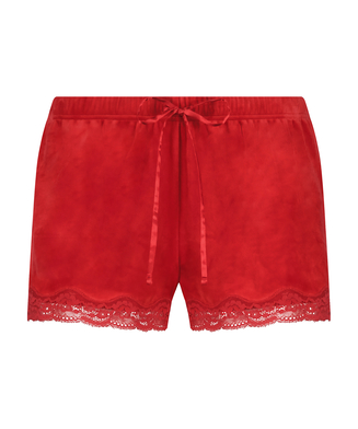 Pantalón corto de terciopelo y encaje, Rojo