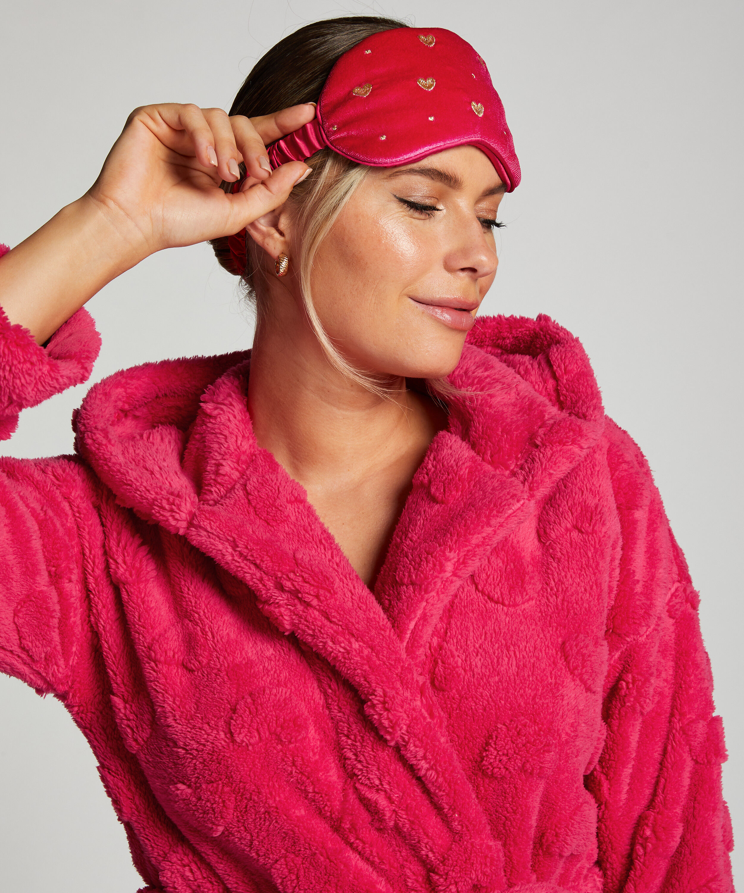 Antifaz de piel Velours, Rosa