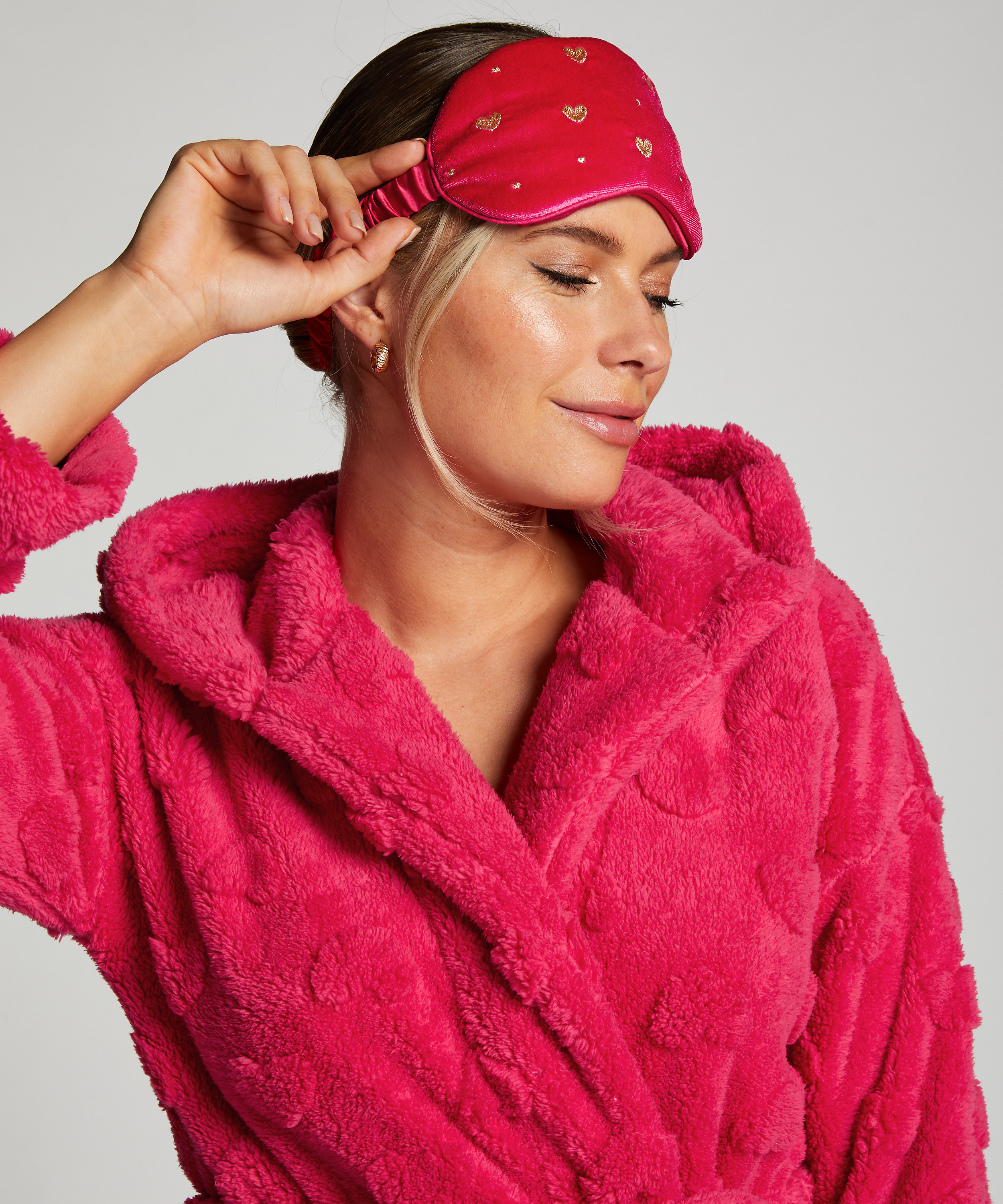 Antifaz de piel Velours, Rosa, main