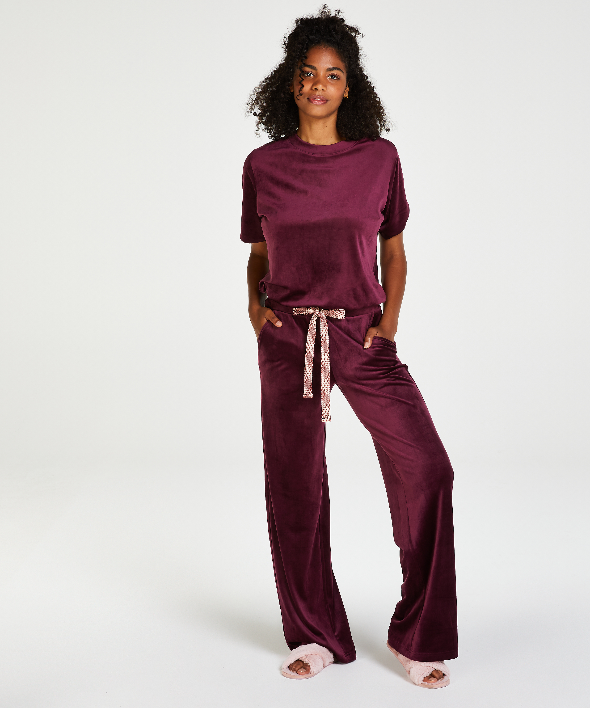 Tall Pantalón de pijama Velours, Morado, main