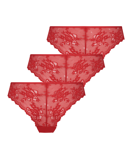 Lote de 3 braguitas brasileñas invisibles, Rojo