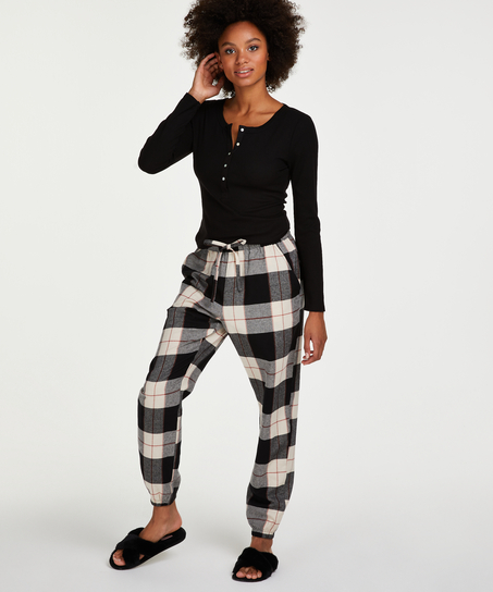 Pantal&oacute;n de pijama Twill Check, Negro