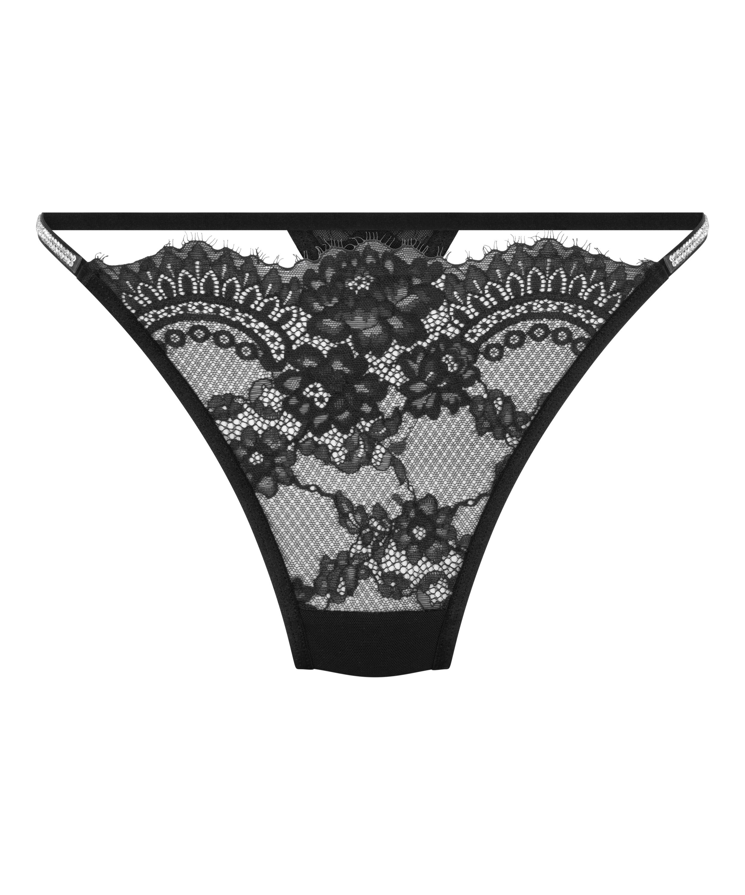 Tanga de pernera alta Odette, Negro