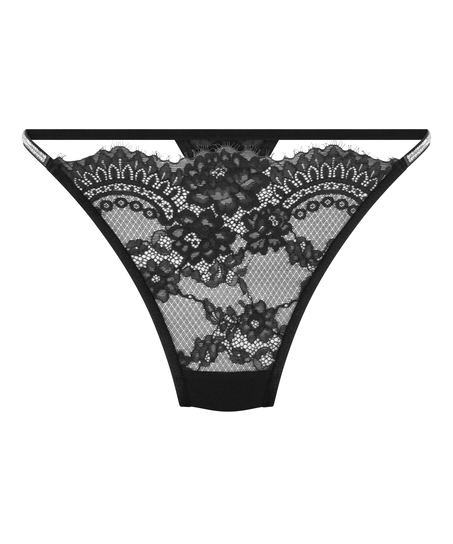 Tanga de pernera alta Odette, Negro