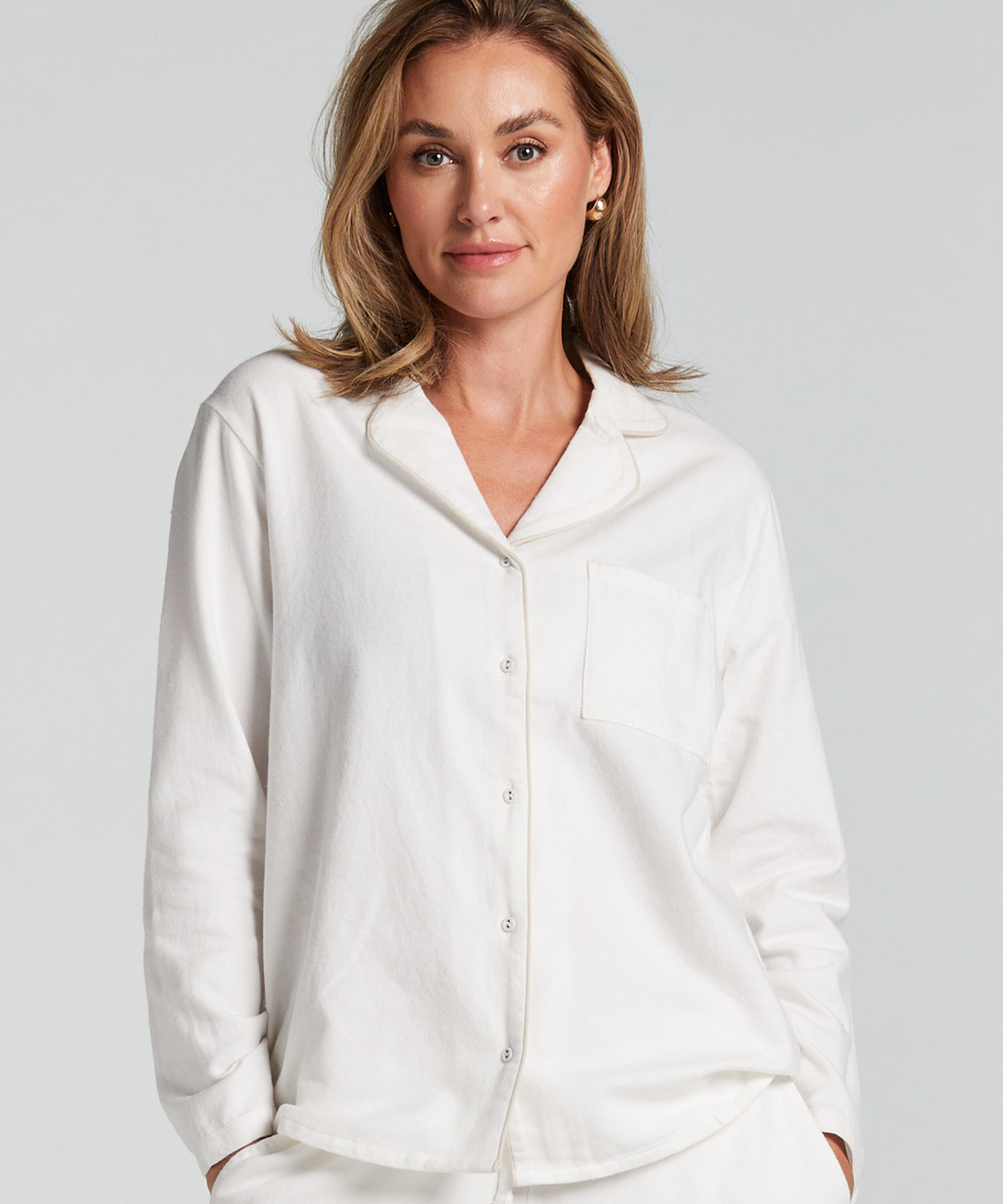 Top de pijama Flanel Essentials, Blanco