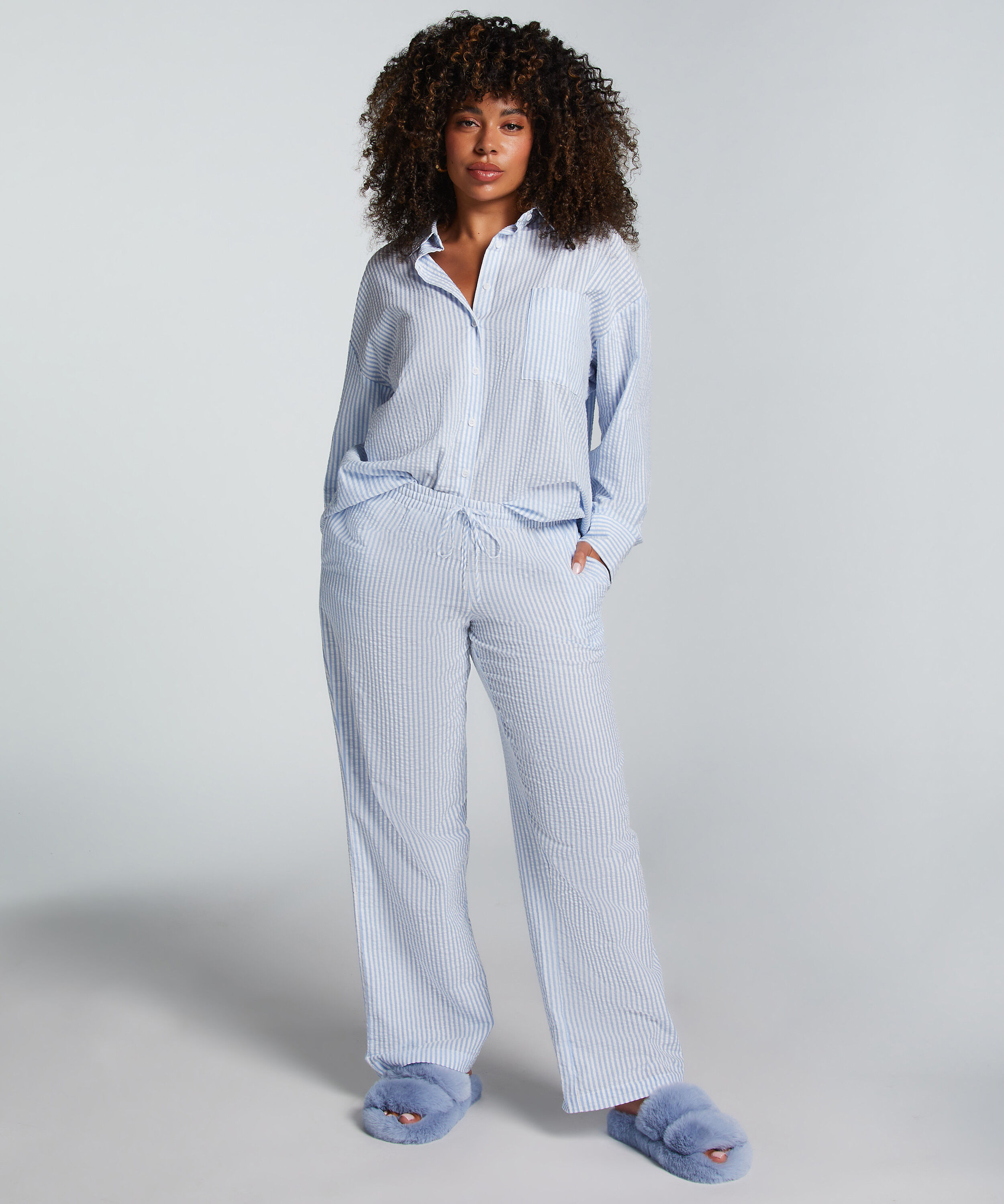 Pantalón de pijama de algodón, Azul