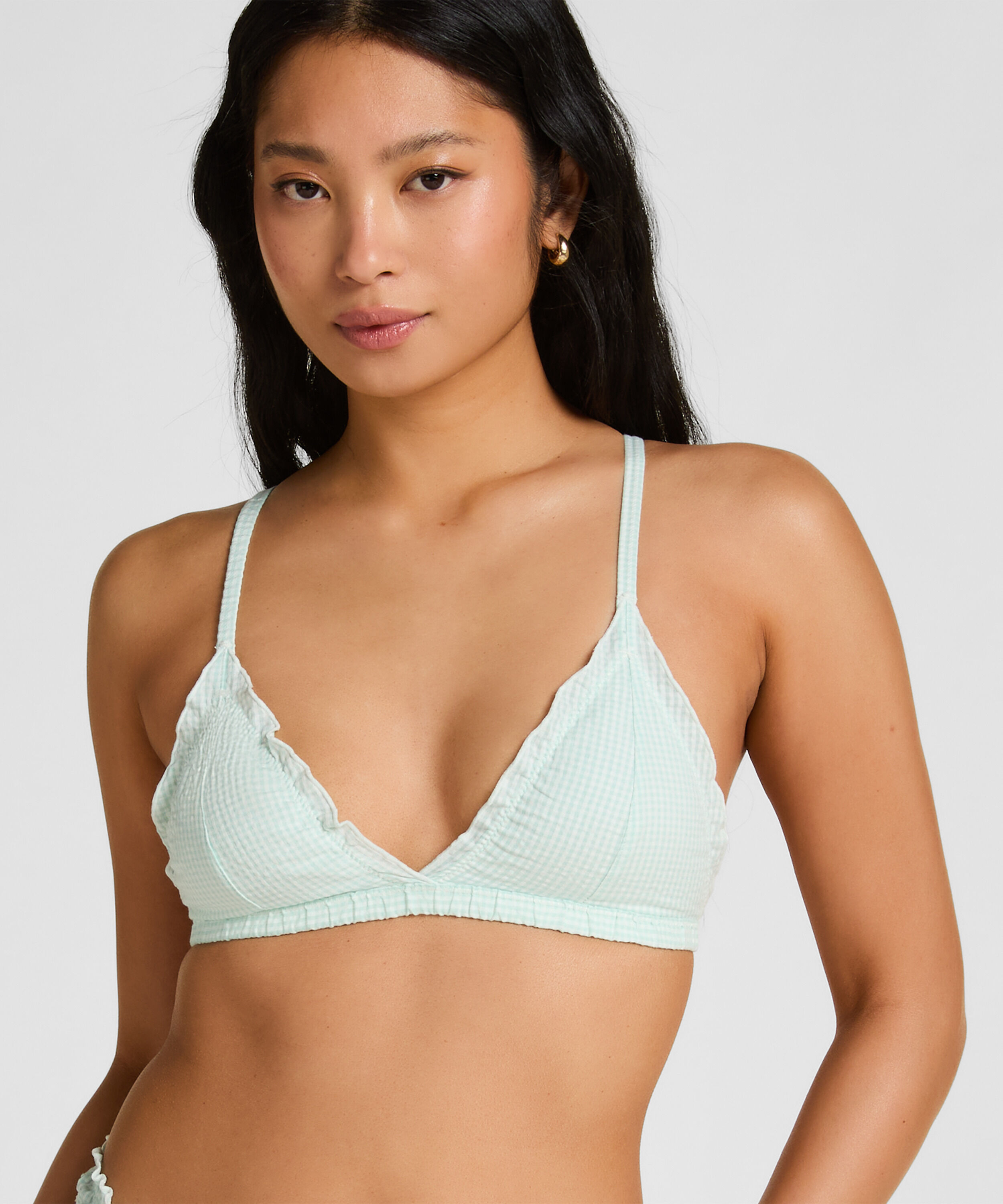 Mia Bralette - Bralette Triangular con Volantes, Azul