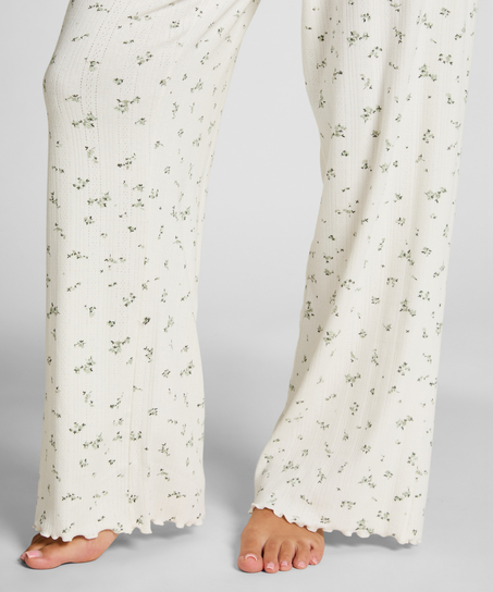Pyjama Pant Loose Pointelle, Blanco