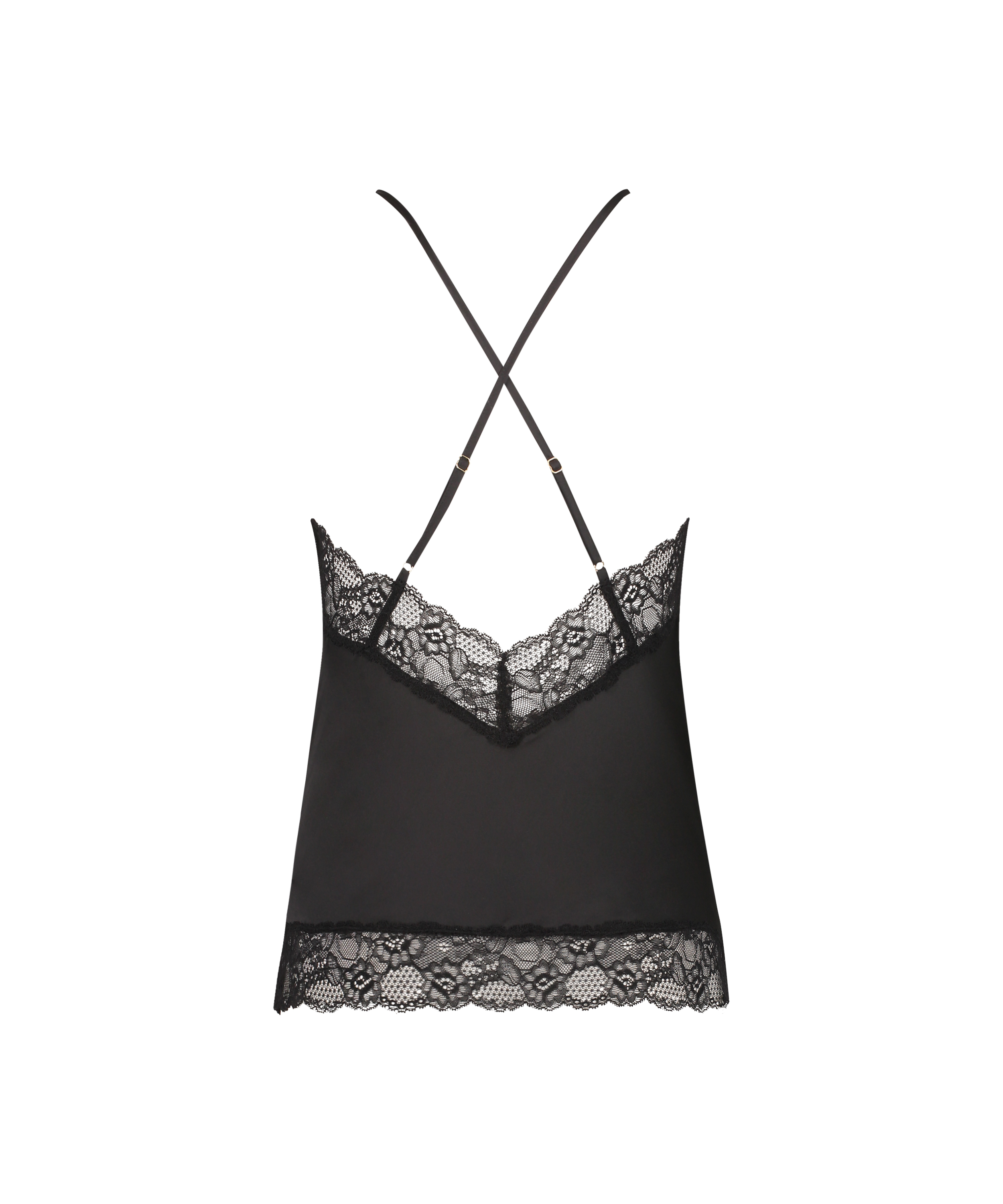 Camiseta top Satin Lace, Negro, main