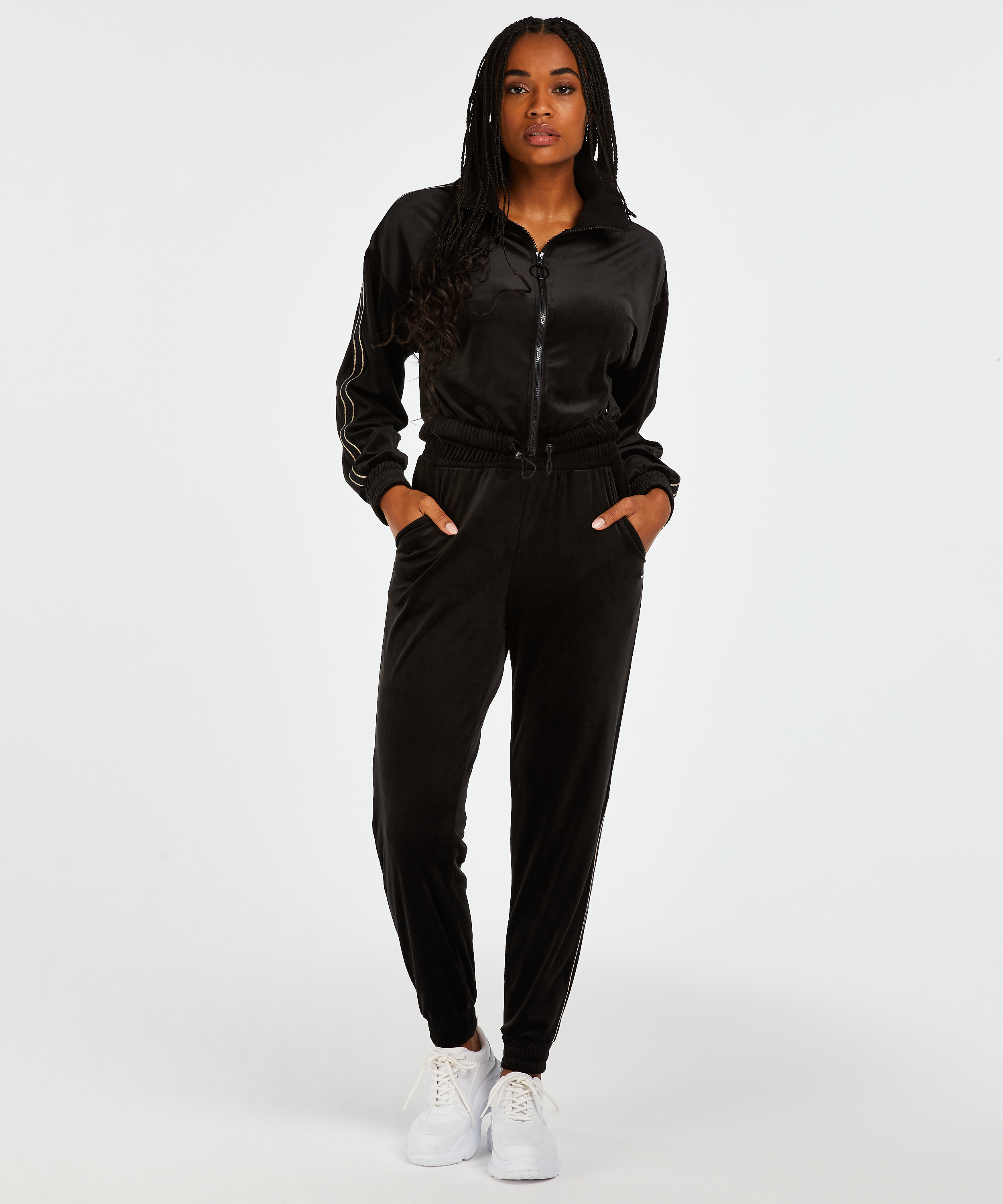 Pantalón de deporte de terciopelo HKMX, Negro, main