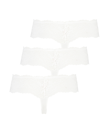 Paquete de 3 braguitas tipo bóxer Florecen, Blanco