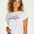 Top de manga corta Pink Ribbon, Blanco