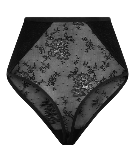 Tanga de encaje Shaping, Negro