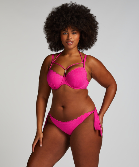 Top de bikini de lúrex Scallop, Rosa