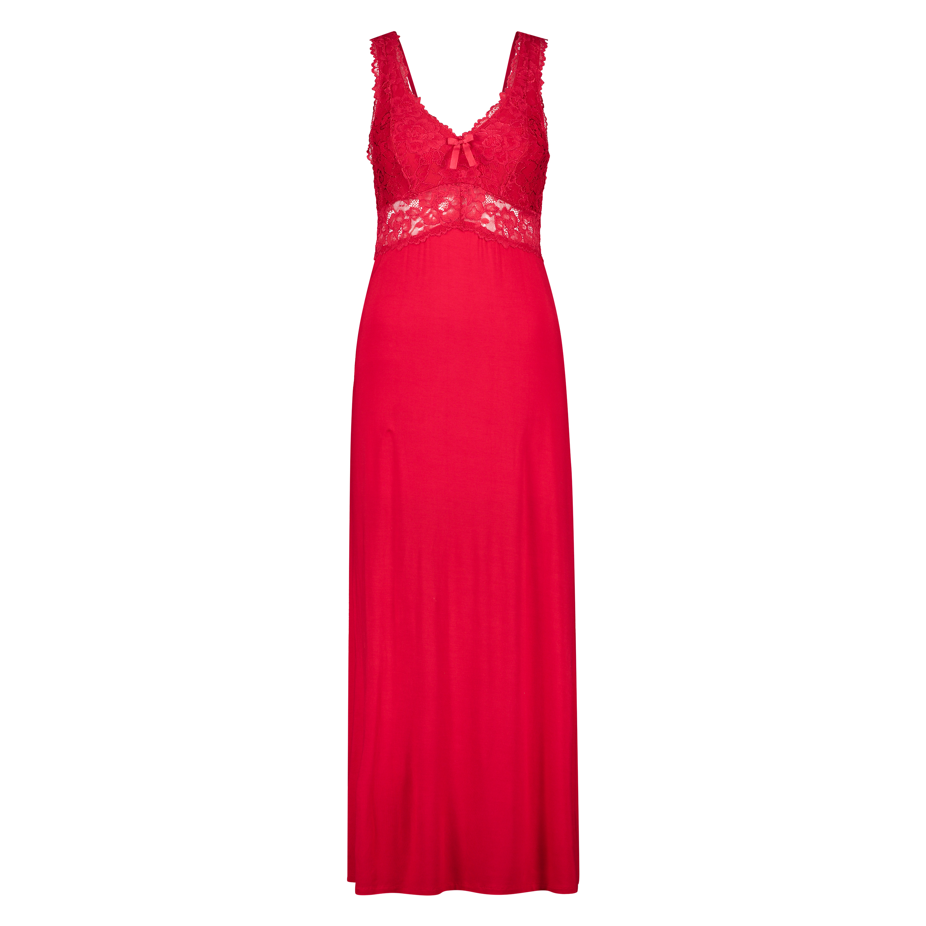 Vestido lencero Nora Lace Long, Rojo, main
