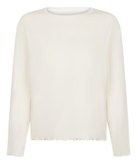 Pyjama Top Loose Pointelle, Blanco