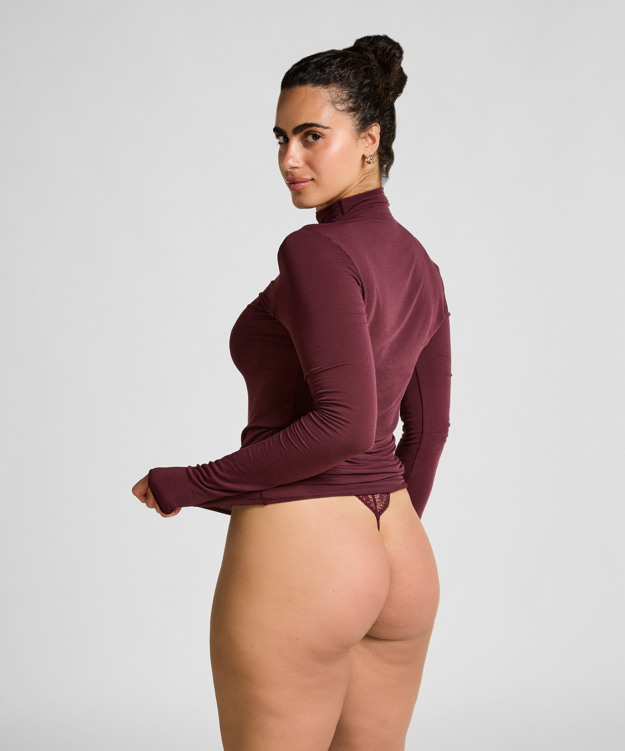 Camiseta de cachemir con cuello alto super suave, Morado, main