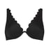 Top de bikini de aros no preformado Scallop, Negro