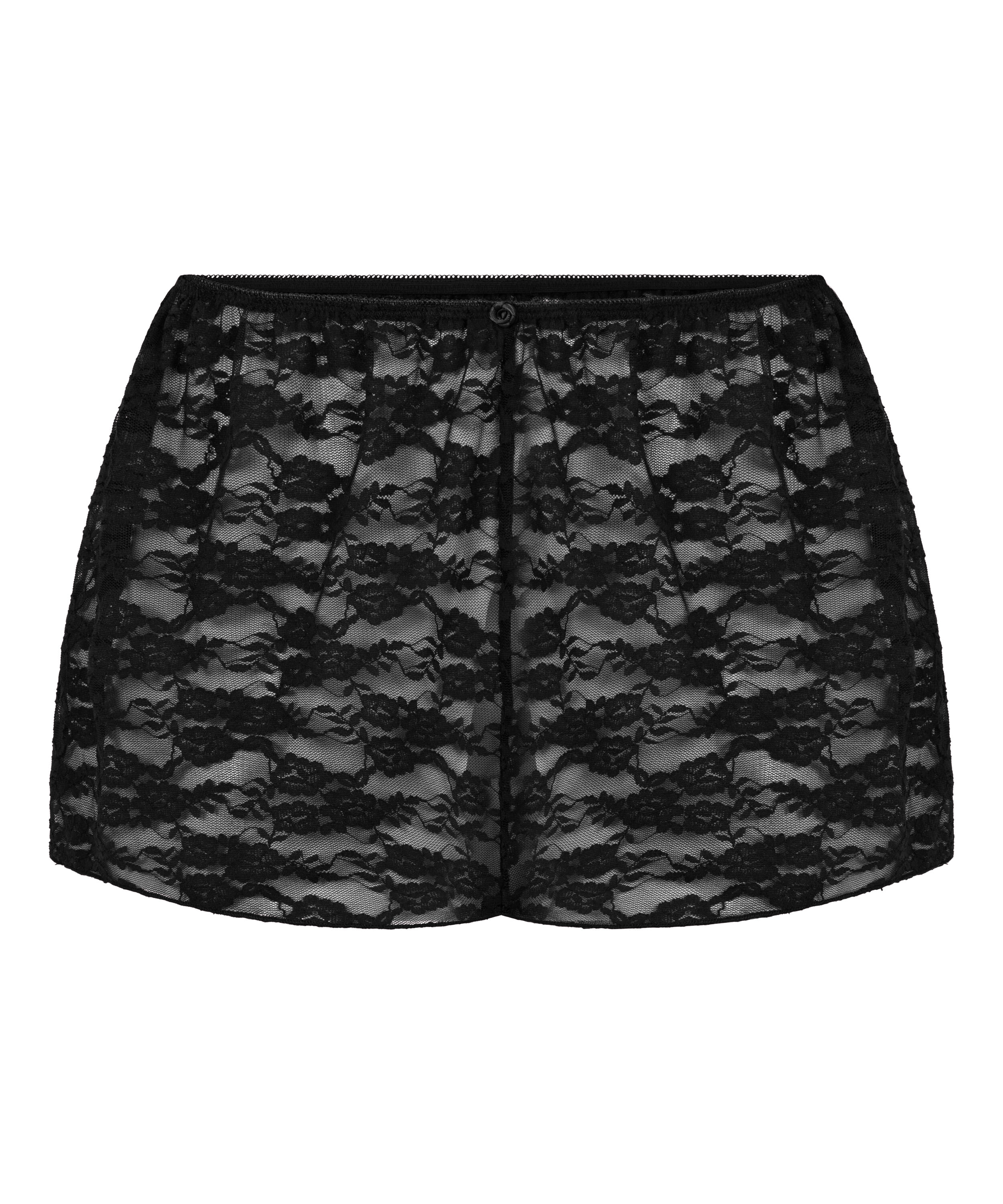 Short de encaje integral, Negro