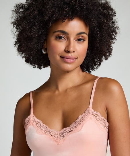 Camiseta top Velours Lace, Rosa