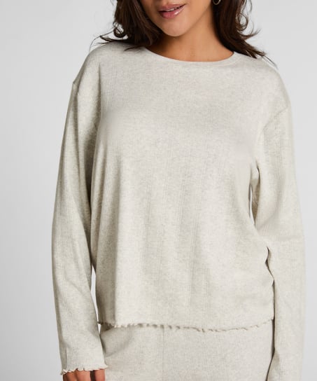 Pyjama Top Loose Pointelle, Gris