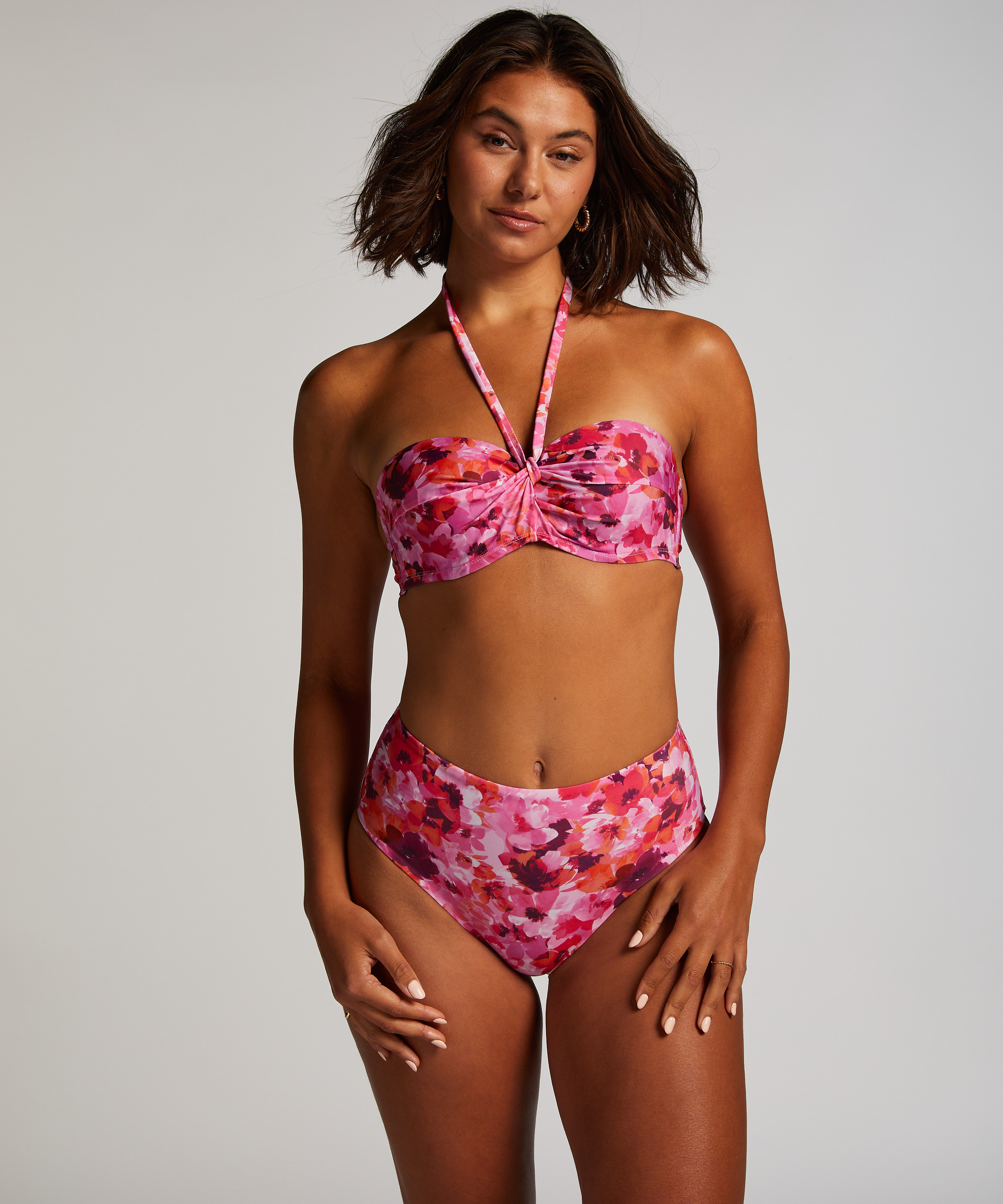 Top de bikini Floral Copa E +, Rosa, main