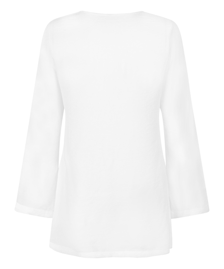 Vestido playero de manga larga con anillas, Blanco