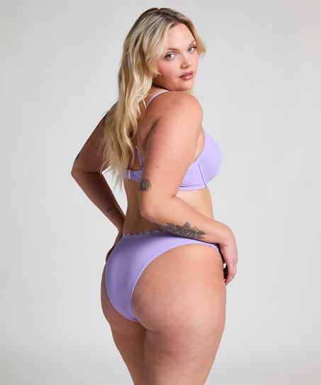 Braguita de Bikini de Corte Alto Scallop, Morado