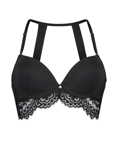 Sujetador longline de aros preformado Grace, Negro