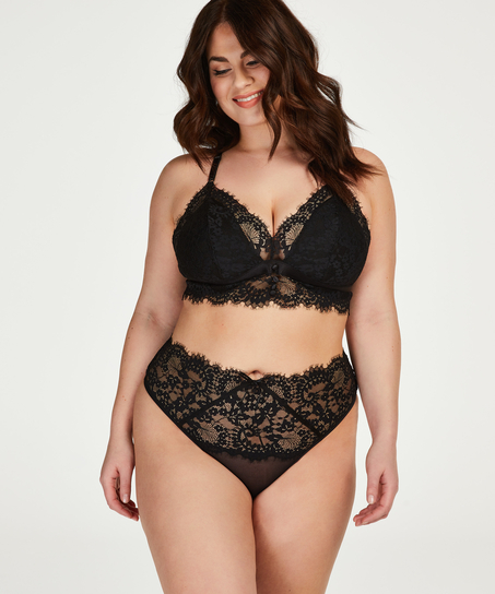 Tanga de tiro alto Olivia Curvy, Negro