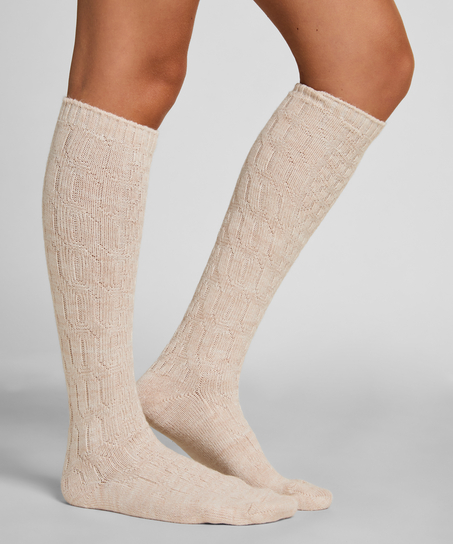 2 pares de calcetines altos, Beige