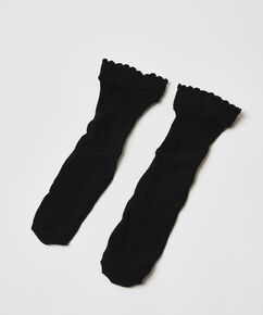 Calcetines de rejilla con corazoncitos, Negro