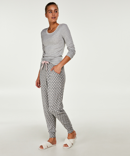 Top acanalado R-neck, Gris