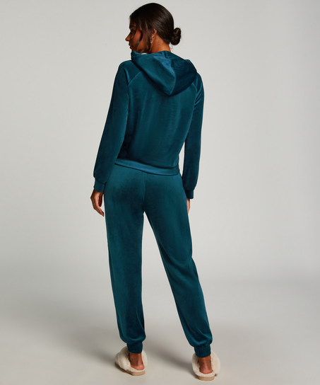 Pantalón para correr de terciopelo Pintuck, Azul