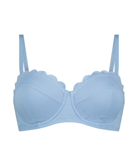 Top de bikini preformado con efecto realce Scallop Copa A - E, Azul