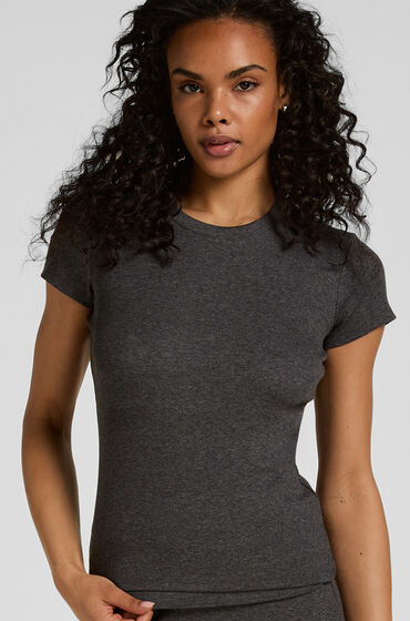 hunkemoller top de pijama de manga corta gris