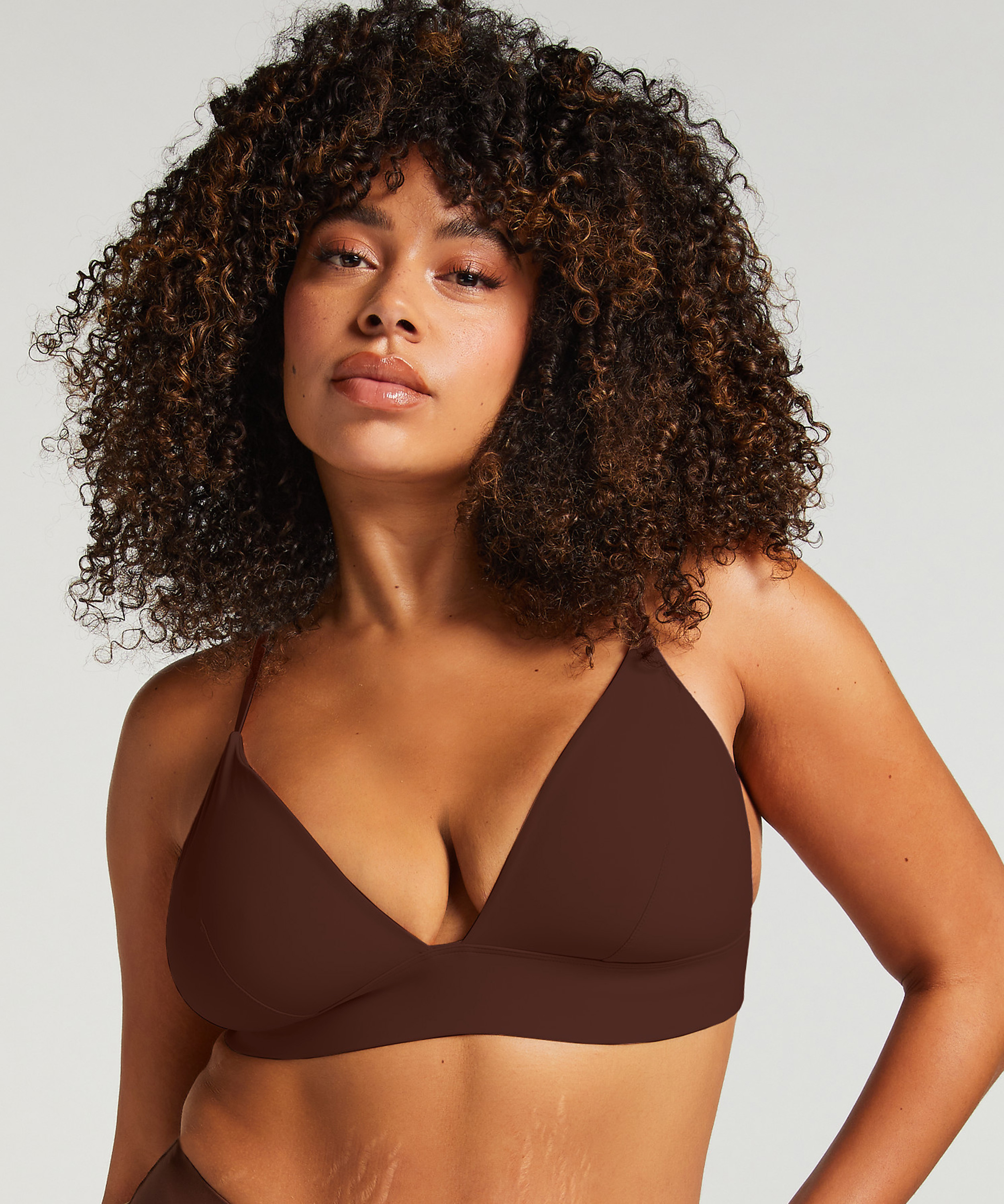 Triangular Bralette Smooth, Marrón, main