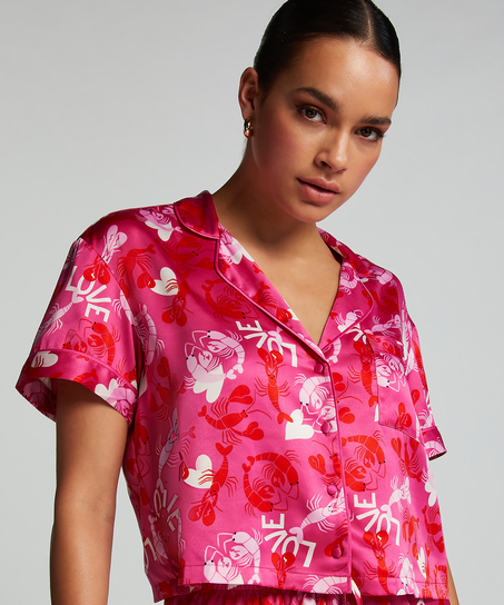 Chaqueta de manga corta de satén, Rosa