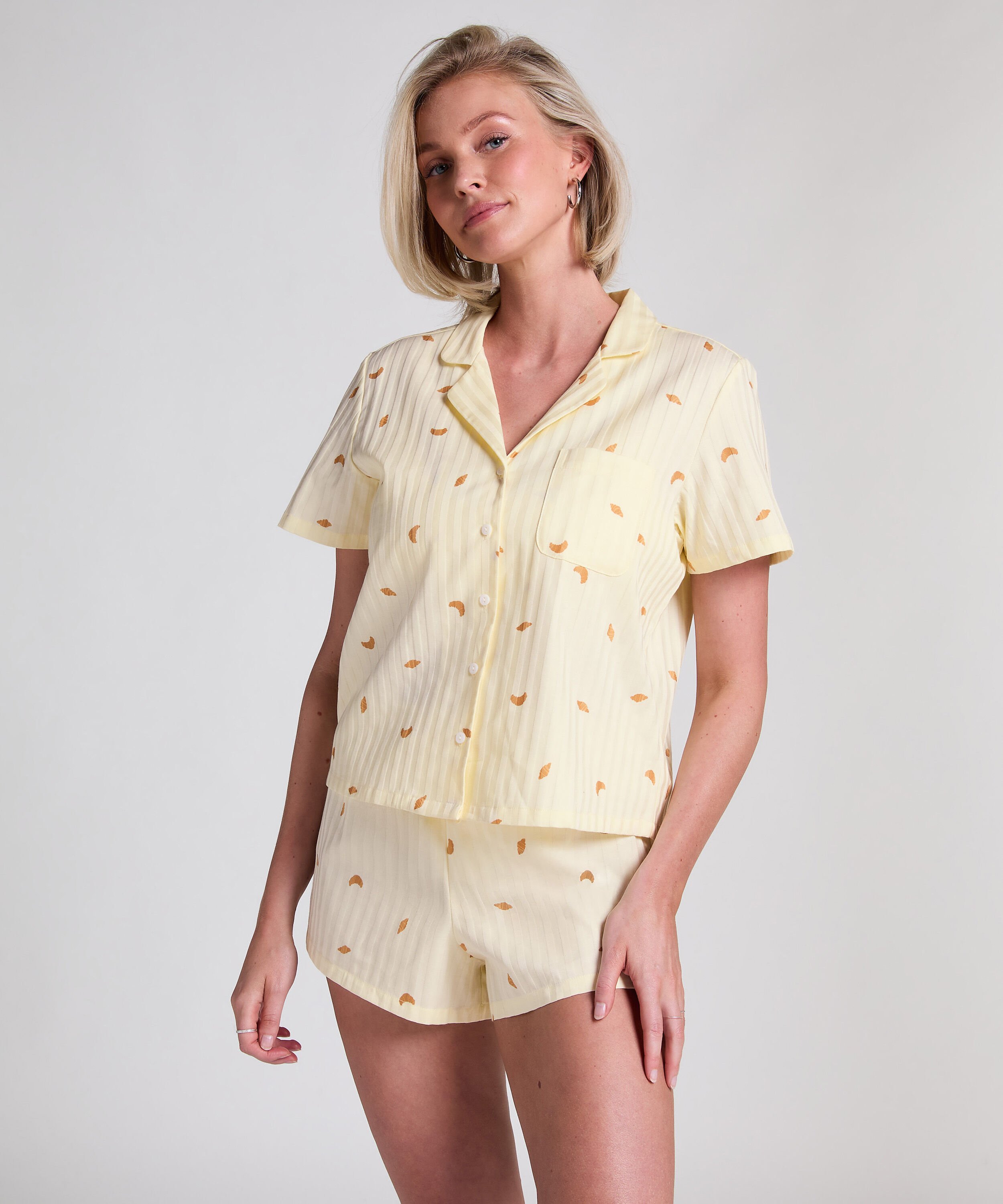 Top a rayas de algod&oacute;n Jacket, Amarillo