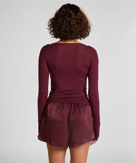 Camiseta super suave de cachemir con escote barco, Morado