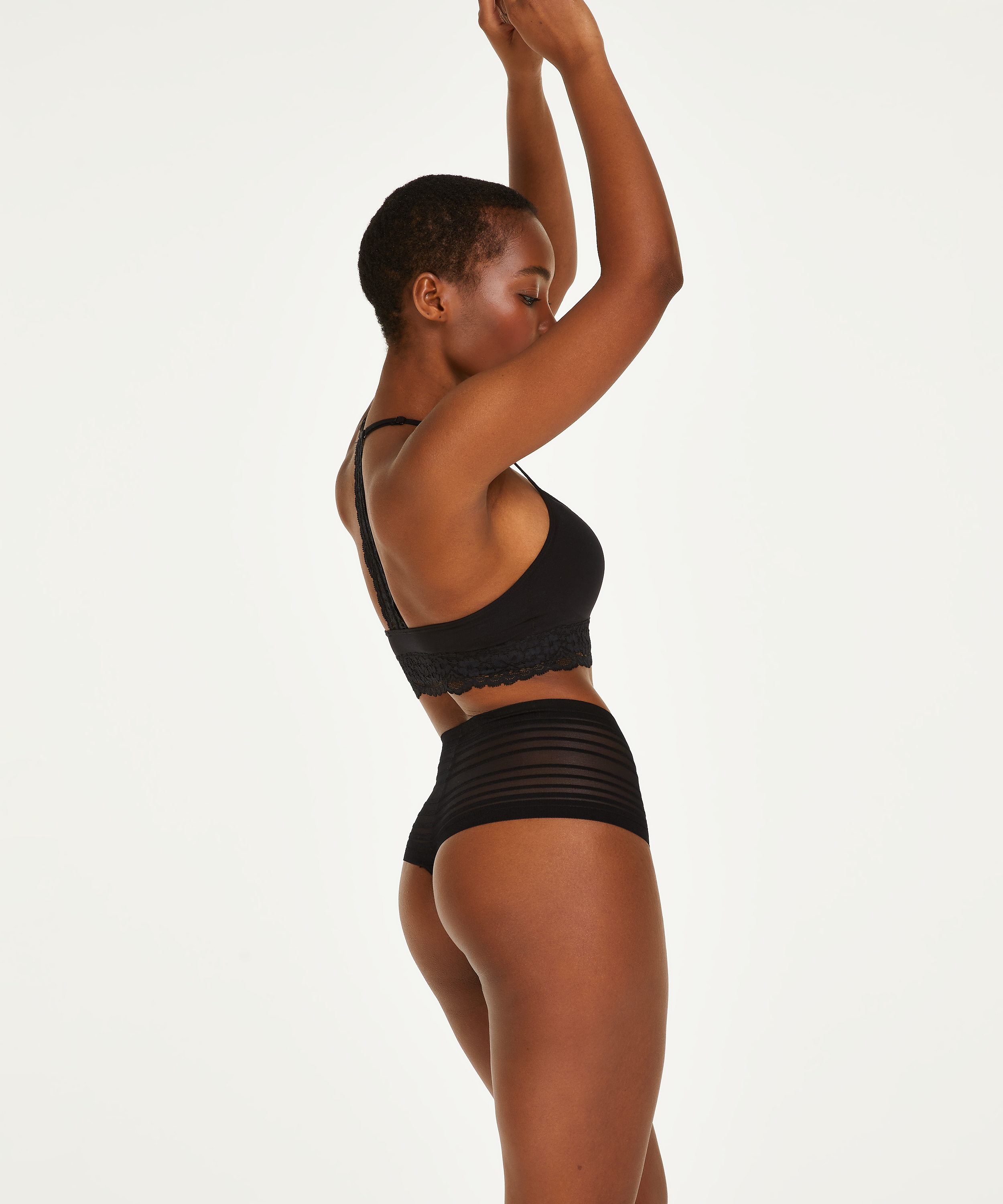 Tanga invisible de tiro alto, Negro, main