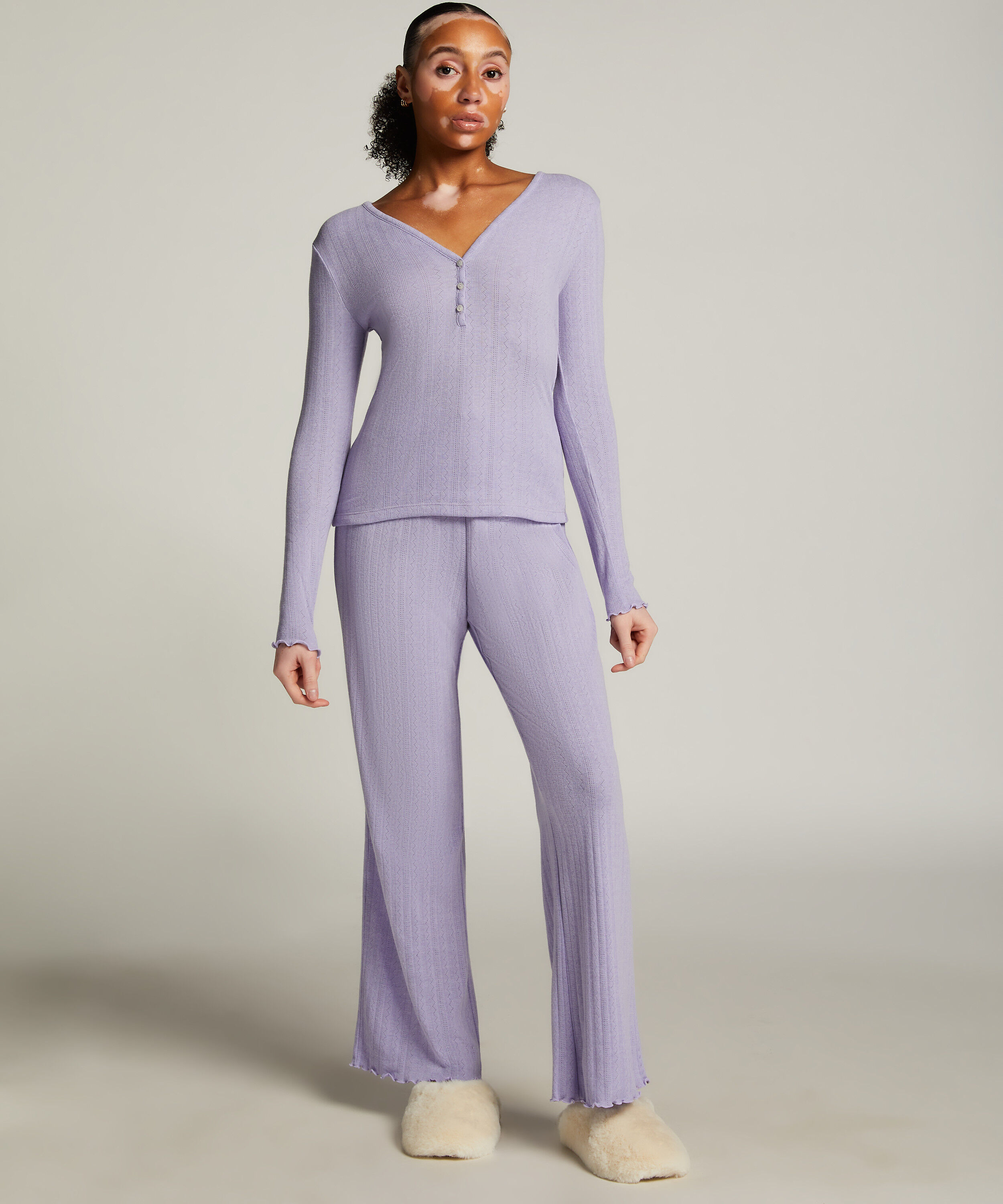 Pantalón de pijama Pointelle, Morado